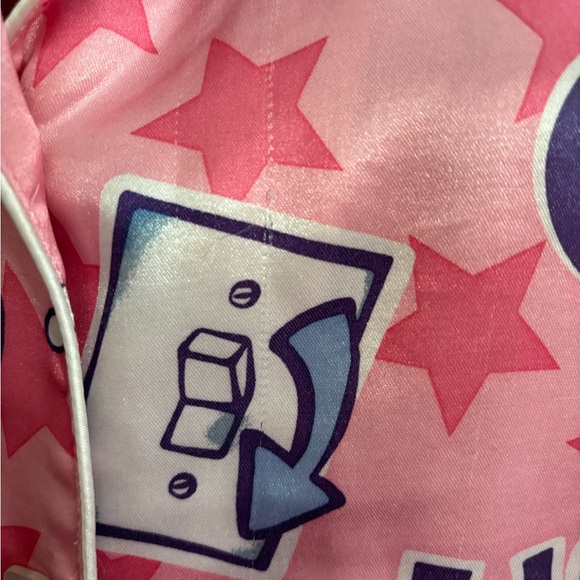 Q&A pink mutli color graphic satin pajama set vintage Y2K size small - Picture 9 of 11